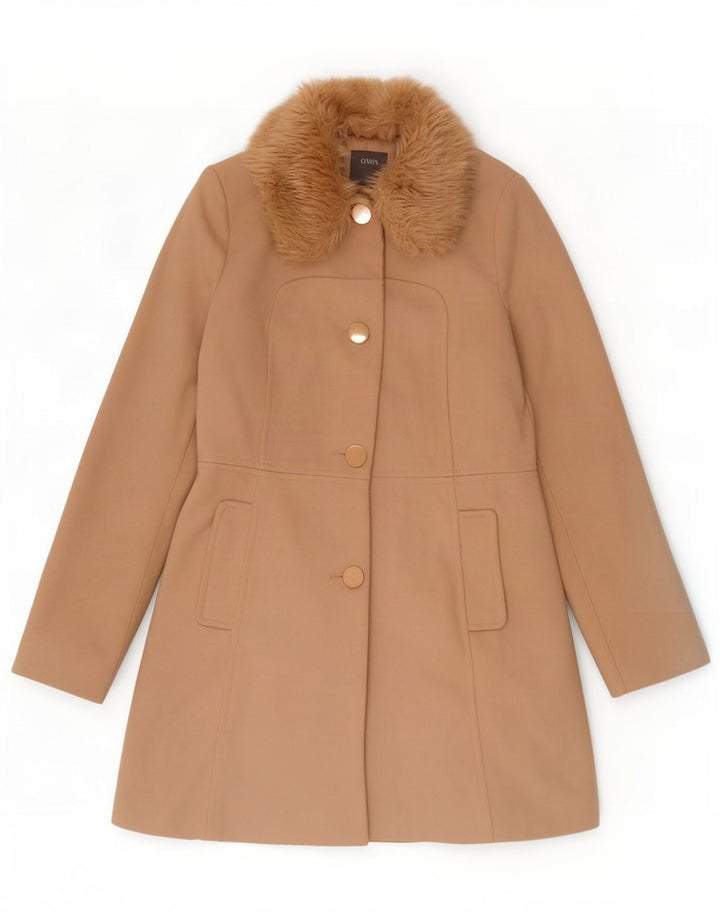 Oasis Womens Overcoat UK 10 Small Beige Polyester