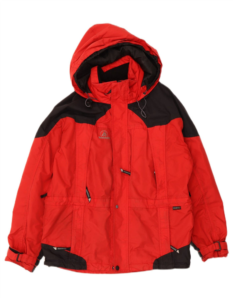 HANNAH Mens Hooded Ski Jacket Medium Red Colourblock Polyamide Vintage Hannah and Second-Hand Hannah from Messina Hembry 