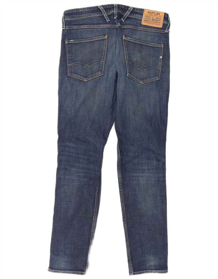 Replay Mens Slim Jeans W33 L32 Blue Cotton