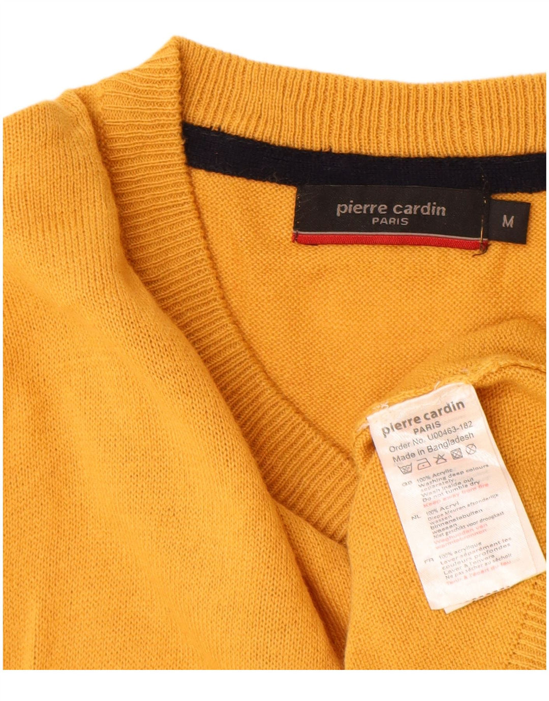 Pierre Cardin Mens V-Neck Jumper Sweater Medium Yellow Acrylic