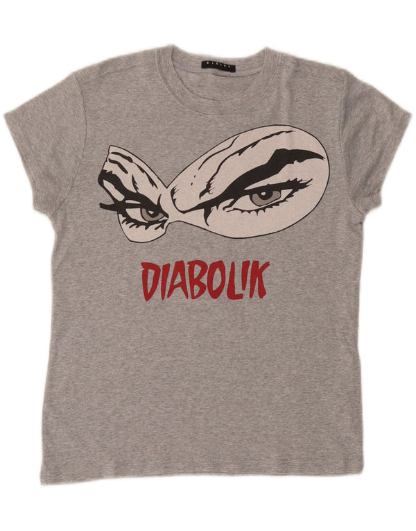 Sisley Girls Graphic T-Shirt Top 10-11 Years XL Grey Cotton