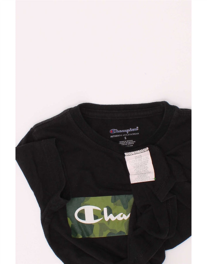 Champion Boys Graphic T-Shirt Top 4-5 Years Black Cotton