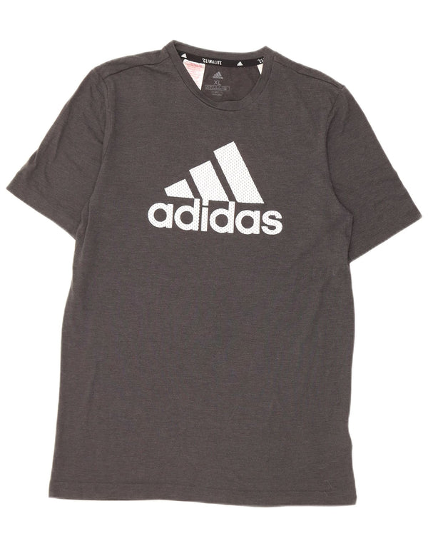 Adidas Boys Climalite Graphic T-Shirt Top 15-16 Years XL Grey Polyester