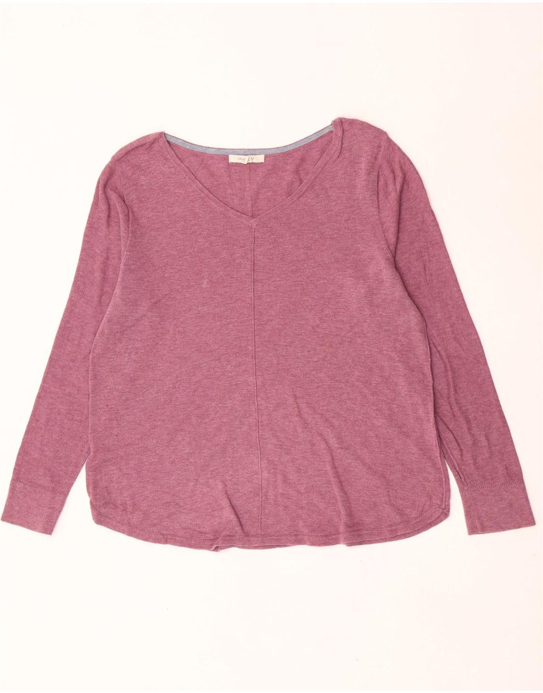 White Stuff Womens V-Neck Jumper Sweater UK 14 Large Pink Cotton