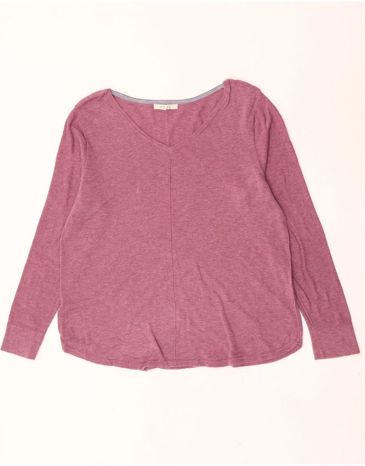 White Stuff Womens V-Neck Jumper Sweater UK 14 Large Pink Cotton