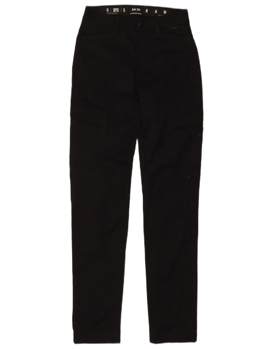 G-Star Womens Straight Cargo Trousers W24 L32 Black Cotton