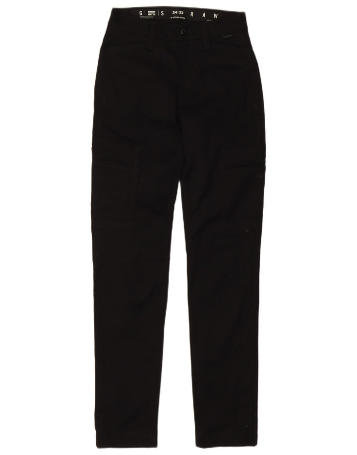 G-Star Womens Straight Cargo Trousers W24 L32 Black Cotton