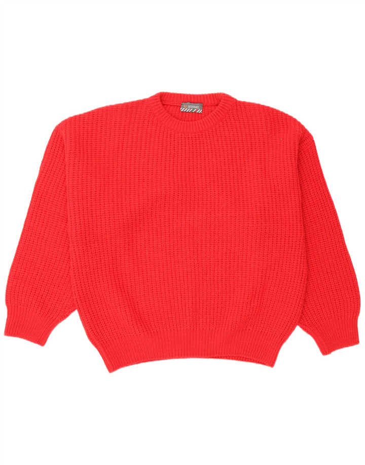 Stefanel Mens Crew Neck Jumper Sweater XL Red Wool