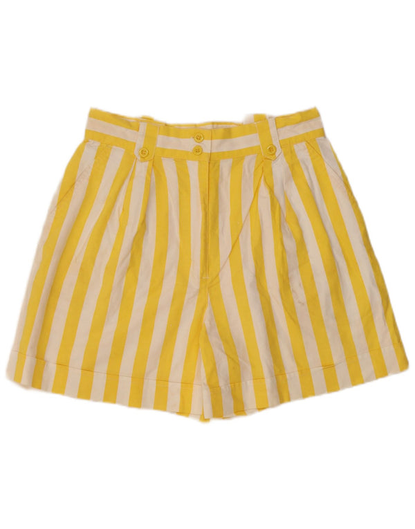 VINTAGE Womens Wide Leg Chino Shorts EU 42 Large W30 Yellow Striped