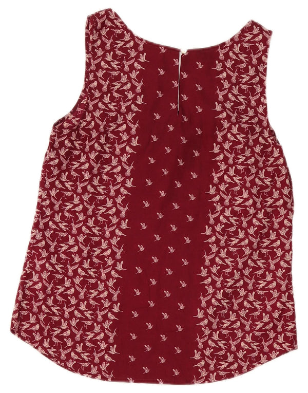 Oasis Womens Sleeveless Blouse Top UK 10 Small Burgundy Animal Print