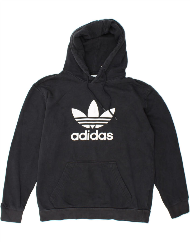 ADIDAS Mens Graphic Hoodie Jumper Medium Navy Blue Cotton Vintage Adidas and Second-Hand Adidas from Messina Hembry 