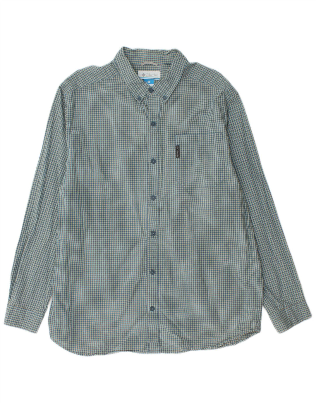 Columbia Mens Shirt XL Green Check Cotton