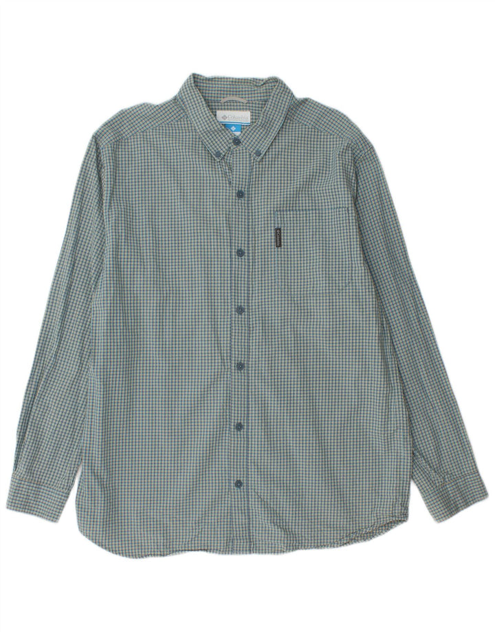 Columbia Mens Shirt XL Green Check Cotton