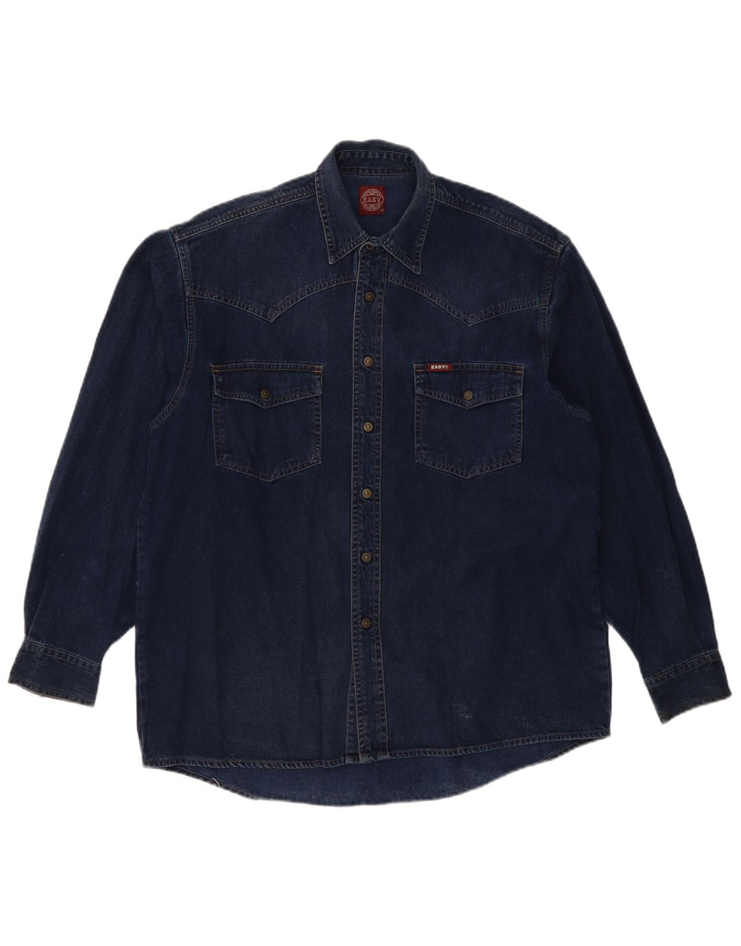 Easy Mens Denim Shirt Medium Navy Blue Cotton