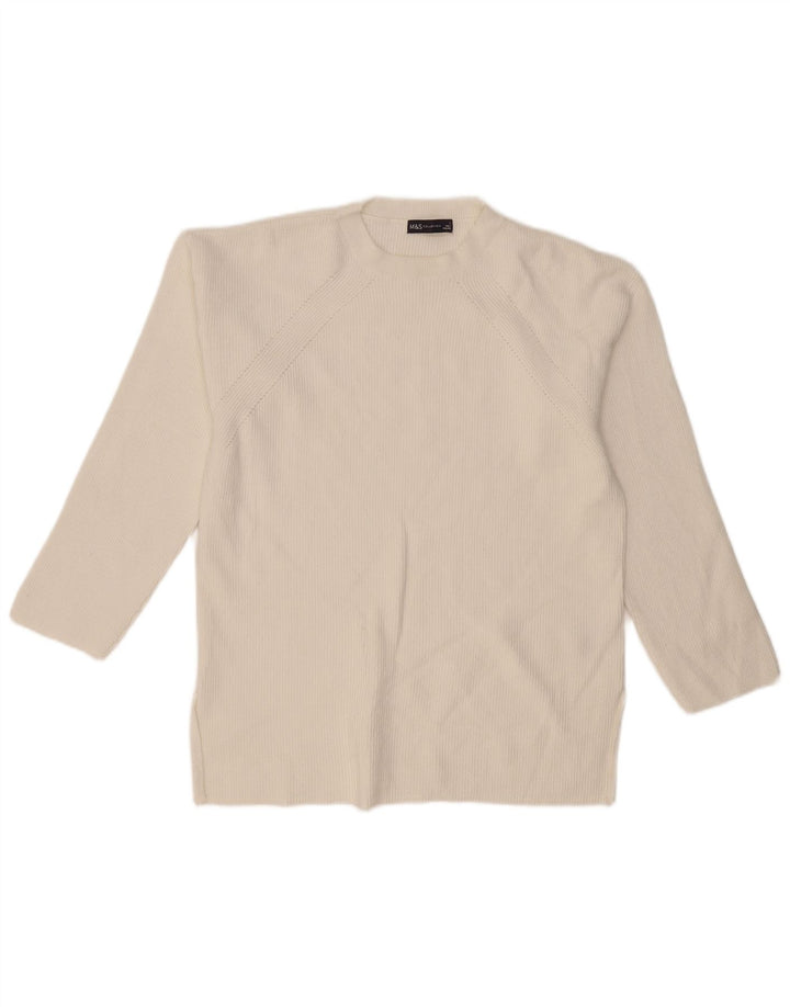 Marks & Spencer Womens Crew Neck Jumper Sweater UK 16 Large White Viscose