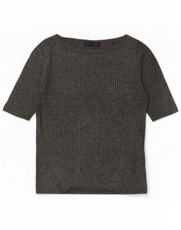 Marks & Spencer Womens Boat Neck Jumper Sweater UK 14 Large Grey Flecked