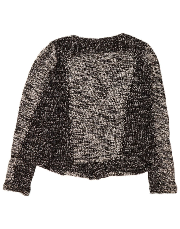 CALVIN KLEIN Womens Crop Blazer Jacket UK 10 Small Grey Colourblock Cotton