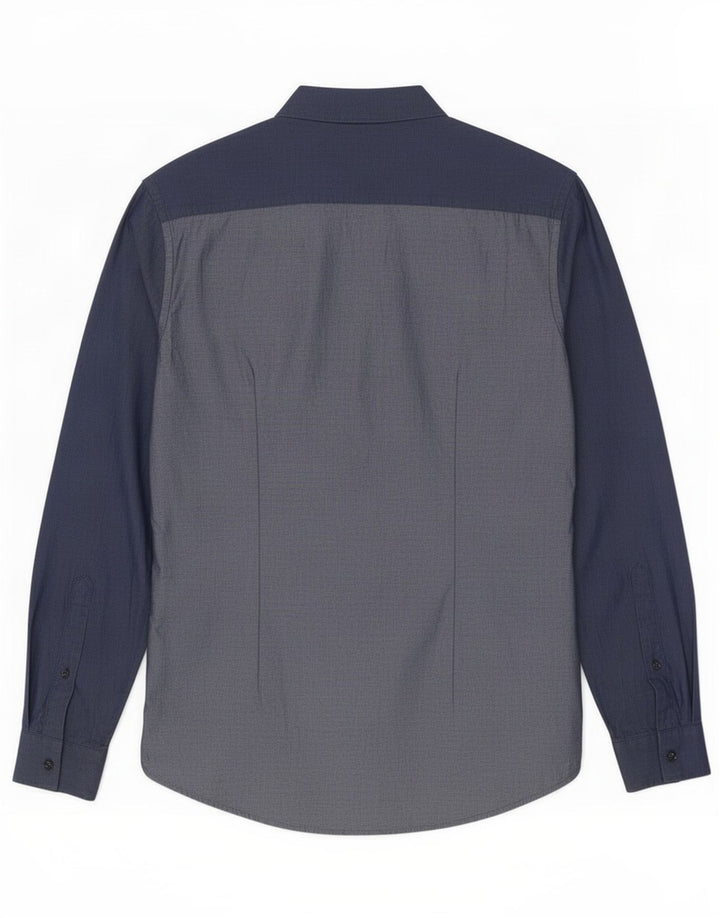 Trussardi Mens Shirt Size 40 Medium Navy Blue Cotton