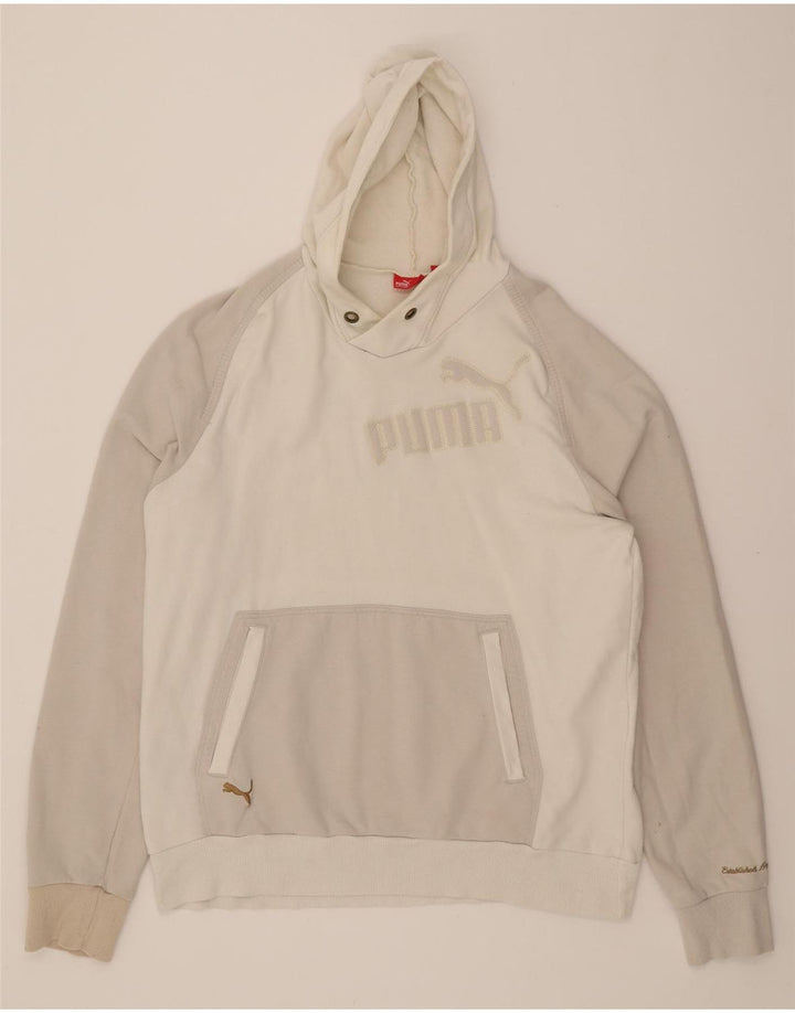 PUMA Mens Graphic Hoodie Jumper XL Grey Colourblock Vintage Puma and Second-Hand Puma from Messina Hembry 