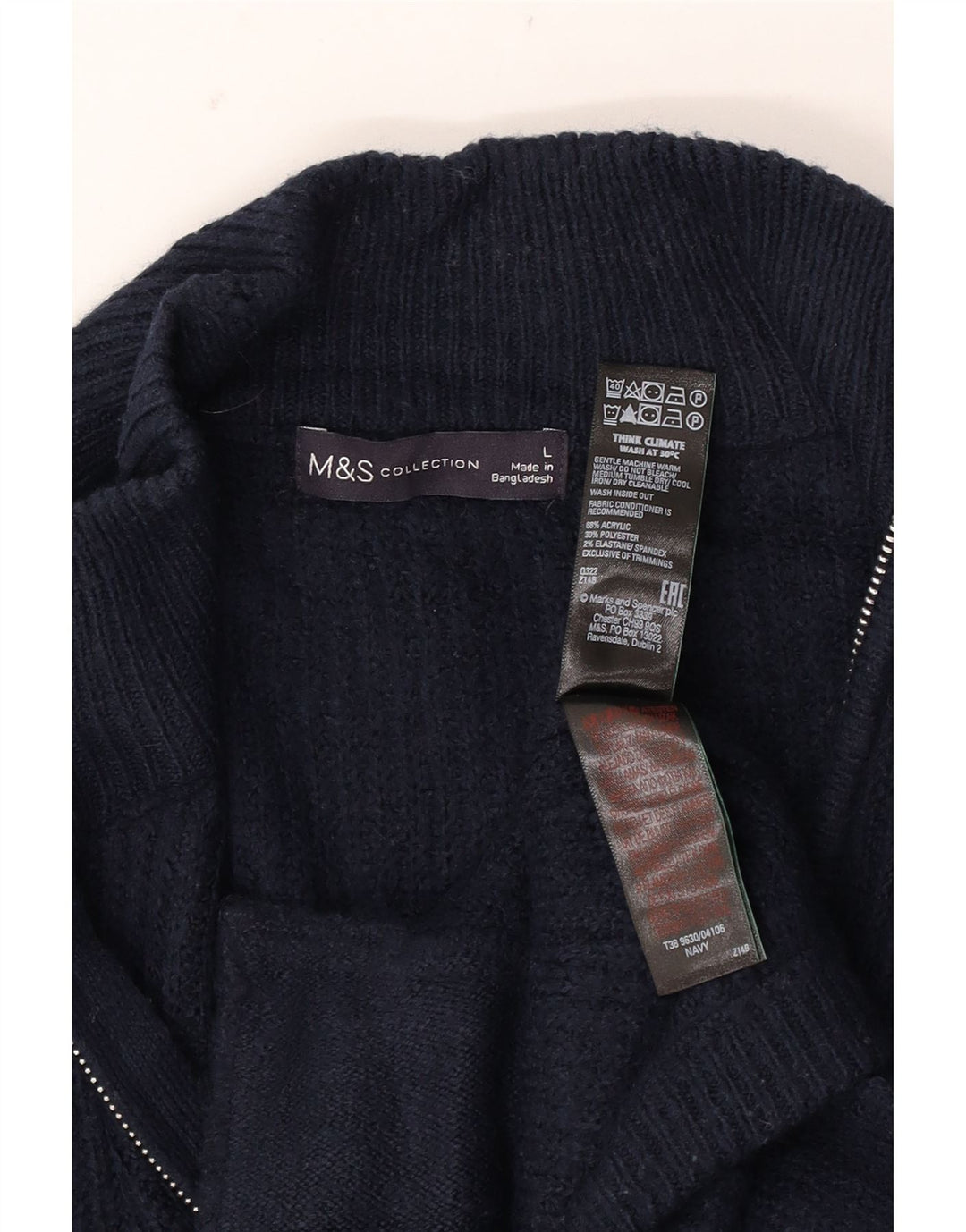 Marks & Spencer Mens Cardigan Sweater Large Navy Blue Acrylic