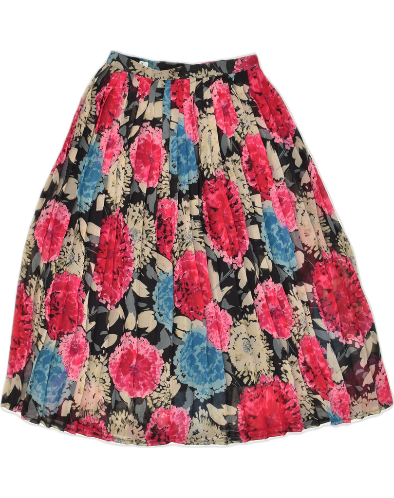 VINTAGE Womens Pleated Skirt IT 44 Medium W28 Multicoloured Floral Viscose | Vintage Vintage | Thrift | Second-Hand Vintage | Used Clothing | Messina Hembry 