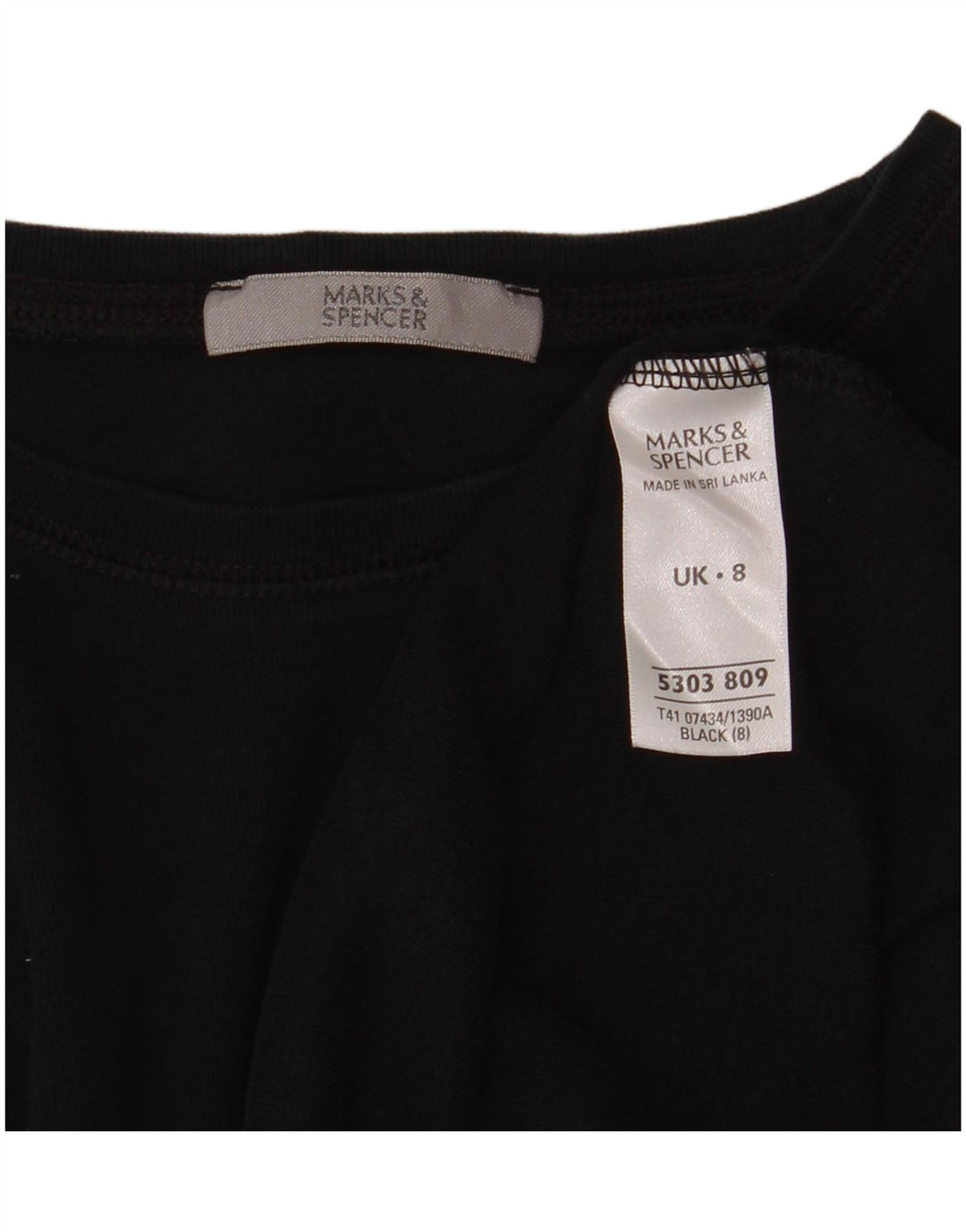 Marks & Spencer Womens Top Long Sleeve UK 8 Small Black Cotton