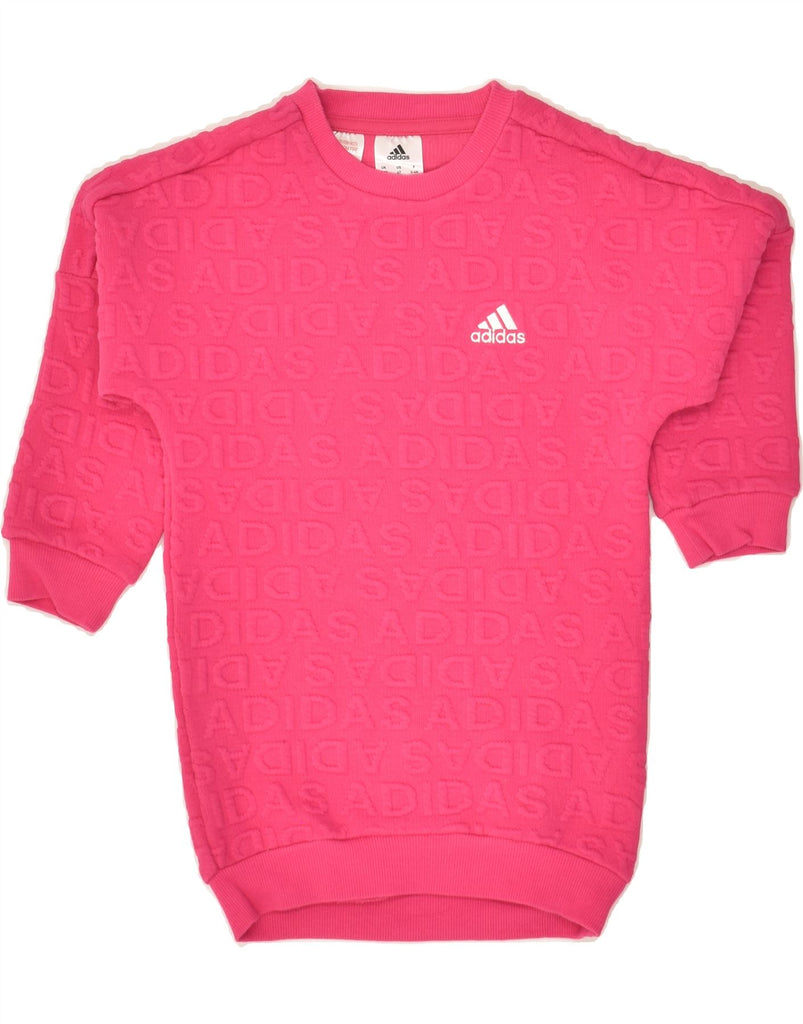 ADIDAS Girls Graphic Jumper Dress 3-4 Years Pink Cotton | Vintage Adidas | Thrift | Second-Hand Adidas | Used Clothing | Messina Hembry 