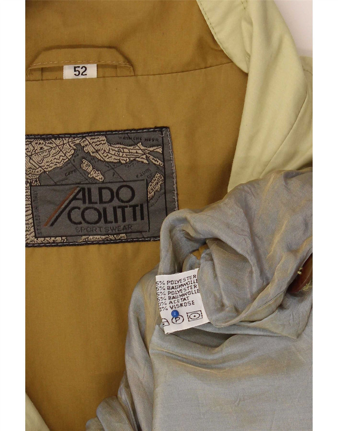 Aldo Colitti Mens Bomber Jacket IT 52 XL Khaki Polyester