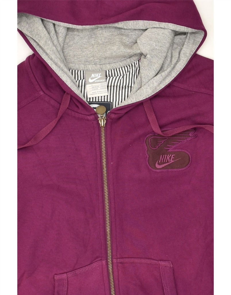 NIKE Mens Graphic Zip Hoodie Sweater UK 36/38 Small Burgundy Cotton | Vintage Nike | Thrift | Second-Hand Nike | Used Clothing | Messina Hembry 