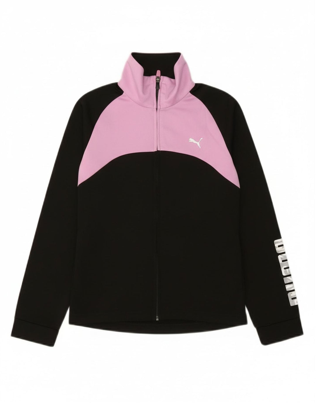 Puma Girls Graphic Tracksuit Top Jacket 11-12 Years Black Colourblock