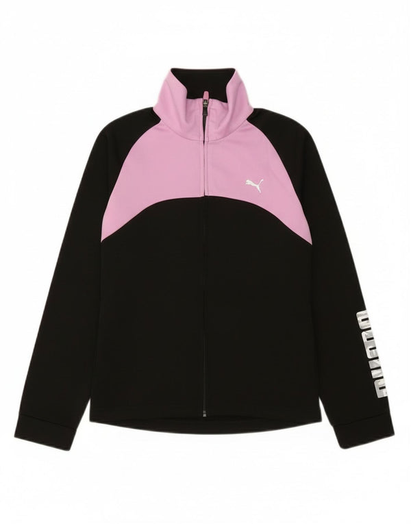 Puma Girls Graphic Tracksuit Top Jacket 11-12 Years Black Colourblock