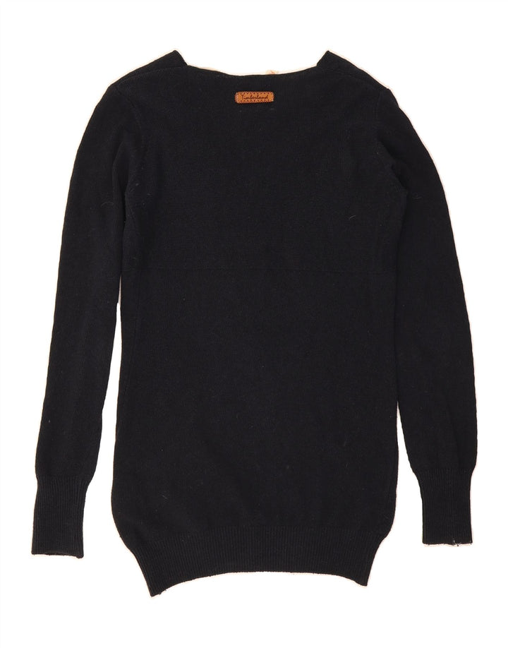 TIMBERLAND Womens Longline V-Neck Jumper Sweater UK 14 Medium Navy Blue Vintage Timberland and Second-Hand Timberland from Messina Hembry 