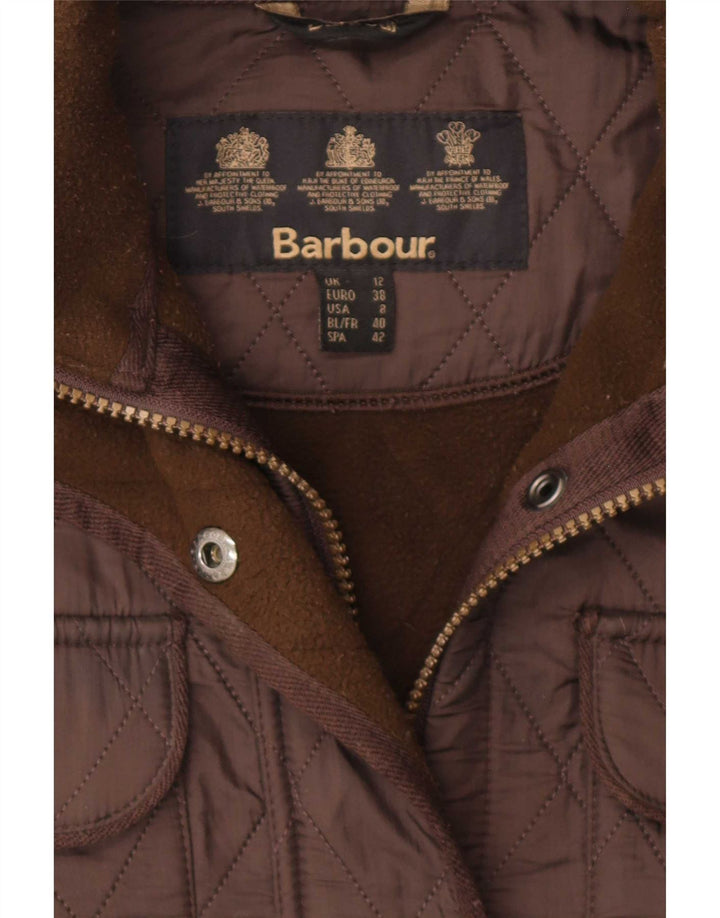Barbour Womens Quilted Jacket UK 12 Medium Brown Polyester