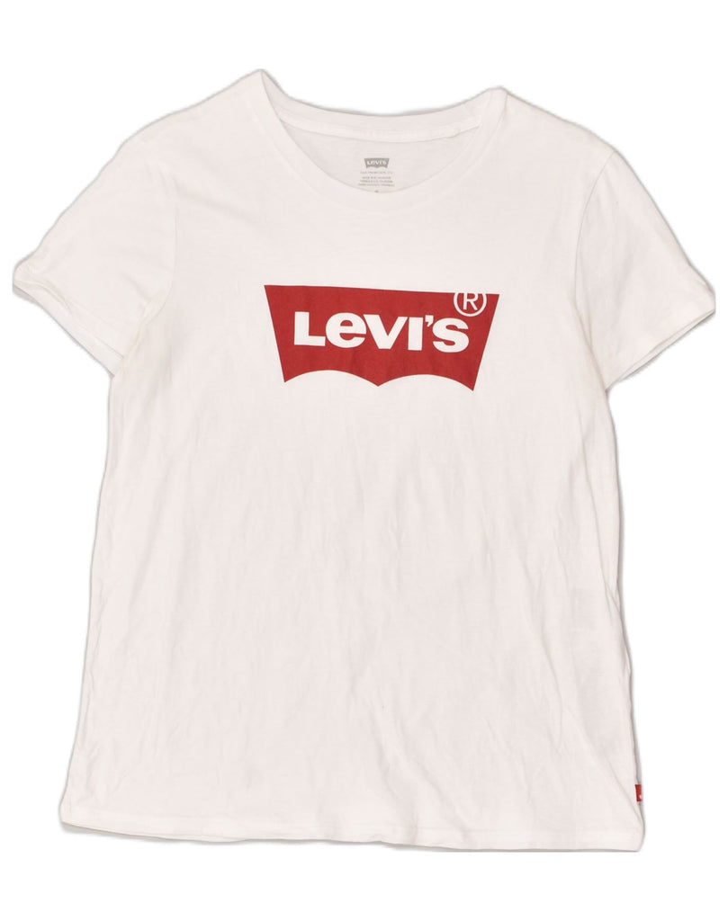 LEVI'S Womens Graphic T-Shirt Top UK 14 Medium White Cotton | Vintage Levi's | Thrift | Second-Hand Levi's | Used Clothing | Messina Hembry 