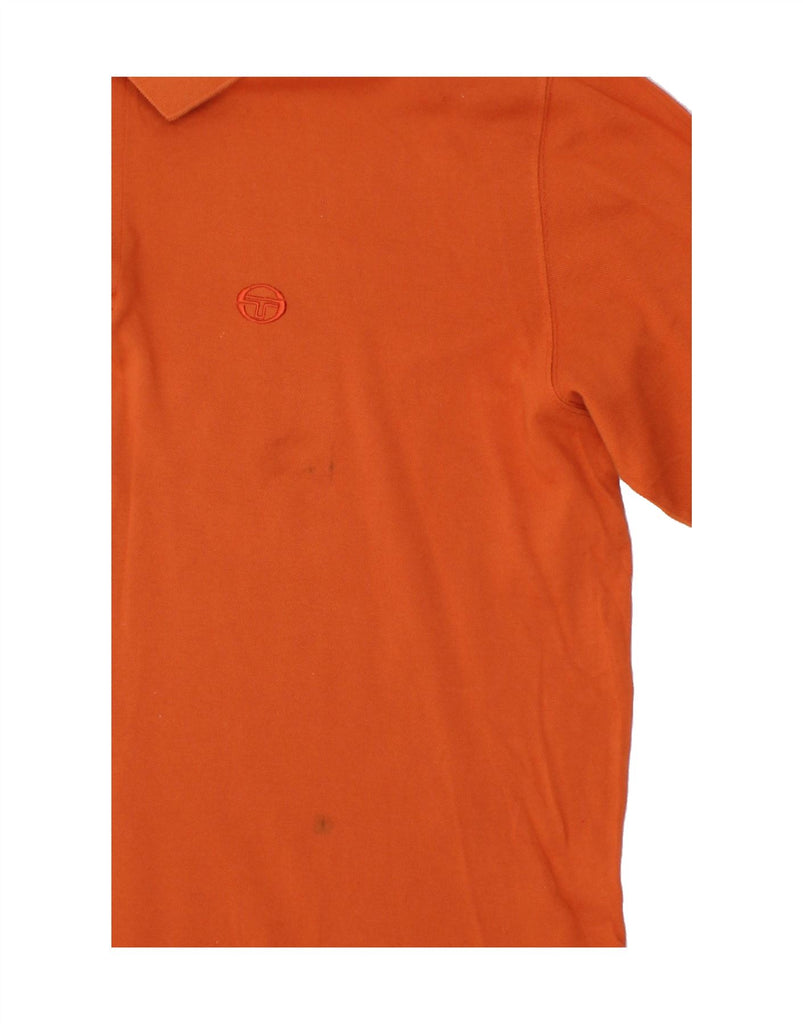 SERGIO TACCHINI Mens Long Sleeve Polo Shirt IT 56 XL Orange Cotton Vintage Sergio Tacchini and Second-Hand Sergio Tacchini from Messina Hembry 