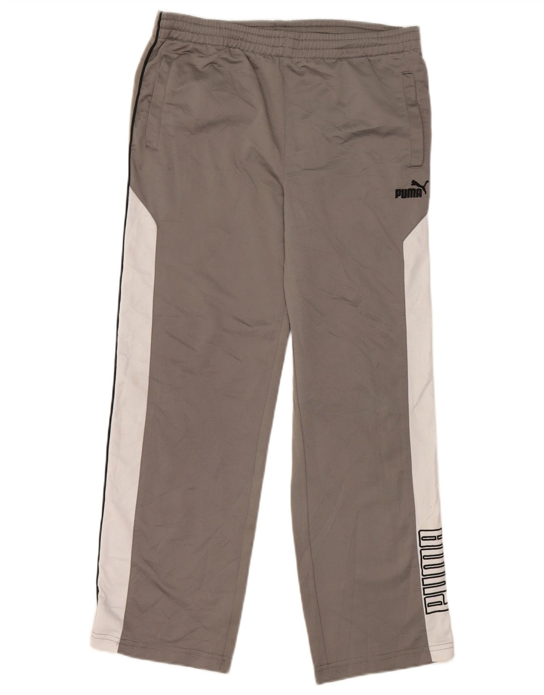 Puma Boys Graphic Tracksuit Trousers 9-10 Years Medium Grey Colourblock