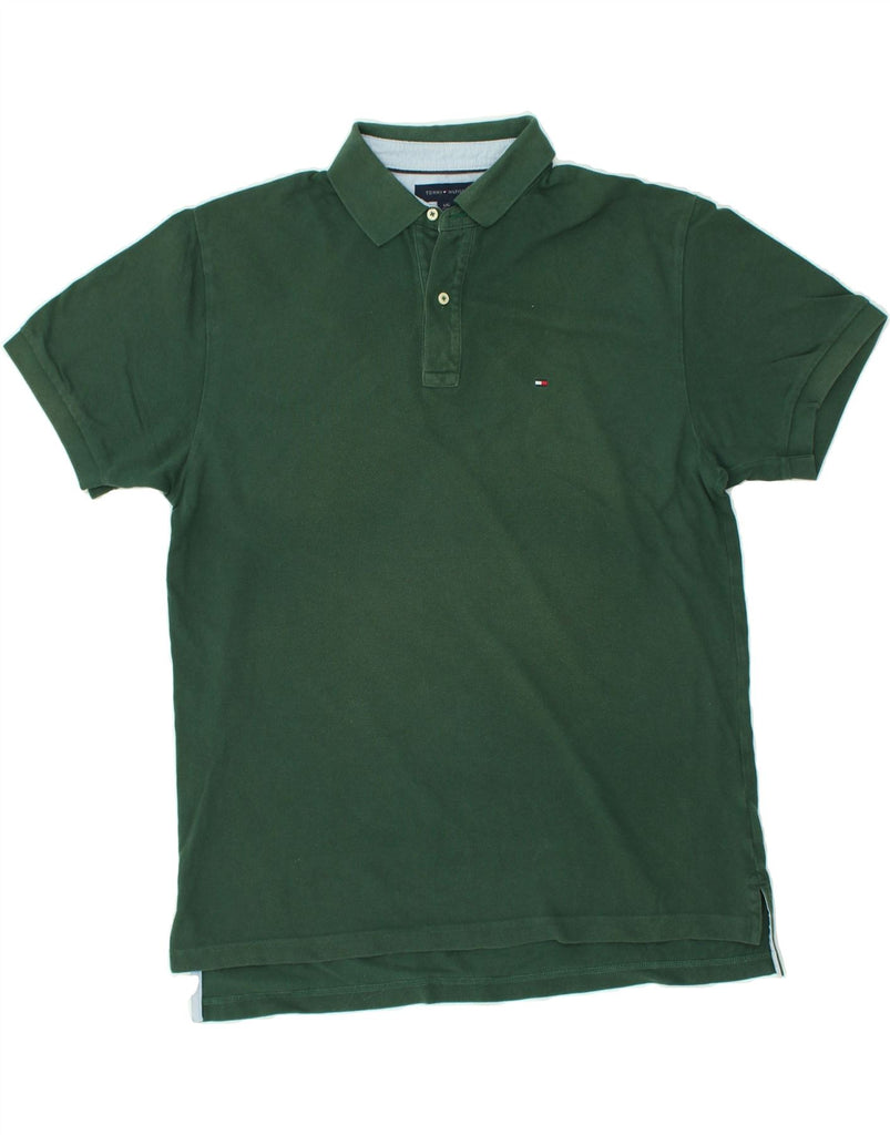 TOMMY HILFIGER Mens Polo Shirt Large Green Cotton | Vintage Tommy Hilfiger | Thrift | Second-Hand Tommy Hilfiger | Used Clothing | Messina Hembry 