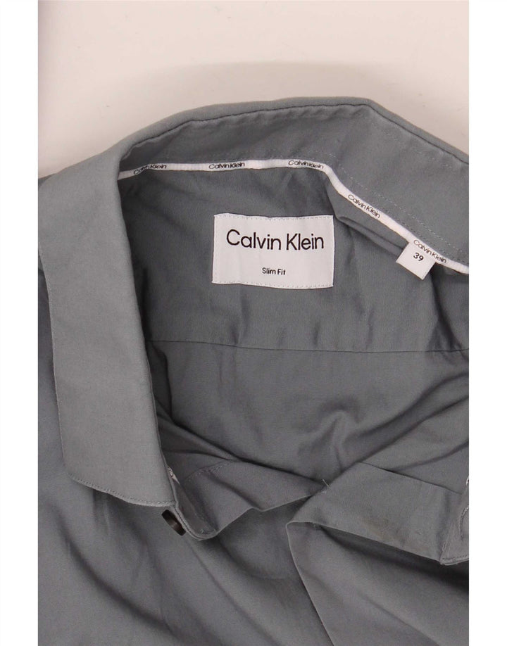 Calvin Klein Mens Slim Fit Shirt Size 39 Medium Grey
