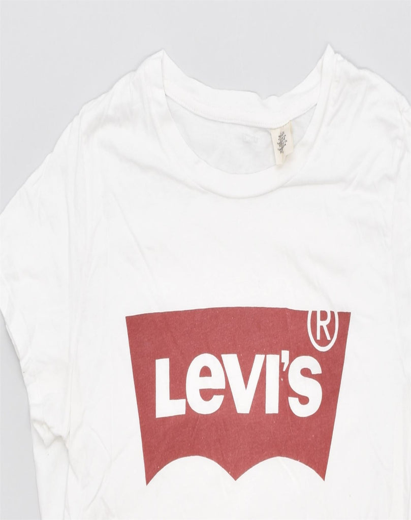 LEVI'S Womens Graphic T-Shirt Top UK 12 Medium White | Vintage | Thrift | Second-Hand | Used Clothing | Messina Hembry 