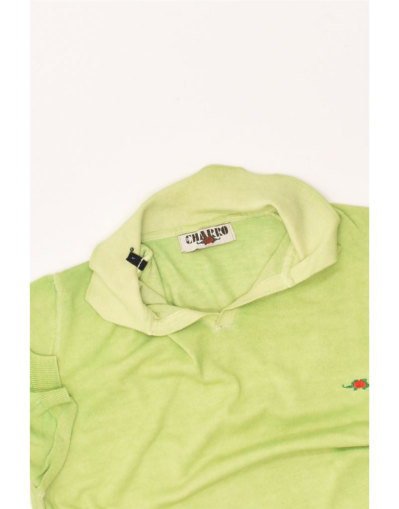 CHARRO Mens Short Sleeve Polo Neck Jumper Sweater Large Green Cotton | Vintage Charro | Thrift | Second-Hand Charro | Used Clothing | Messina Hembry 