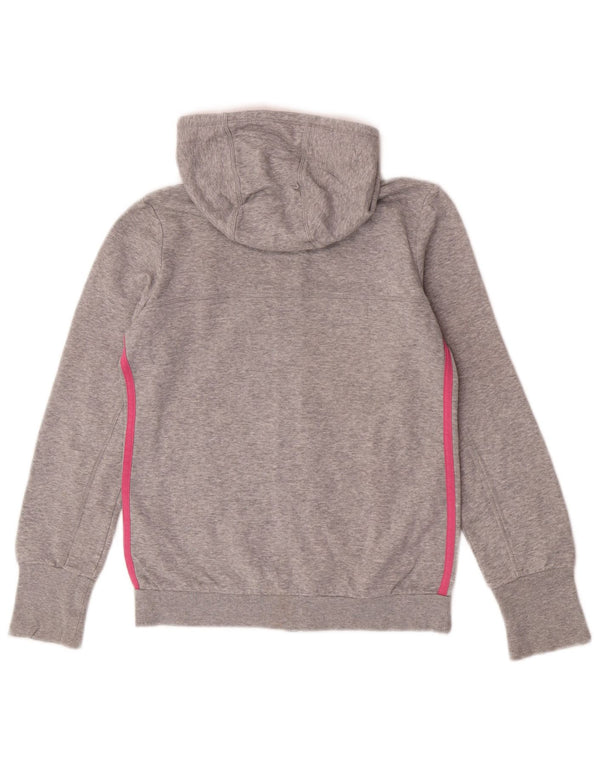 Adidas Girls Zip Hoodie Sweater 11-12 Years Grey Flecked Cotton