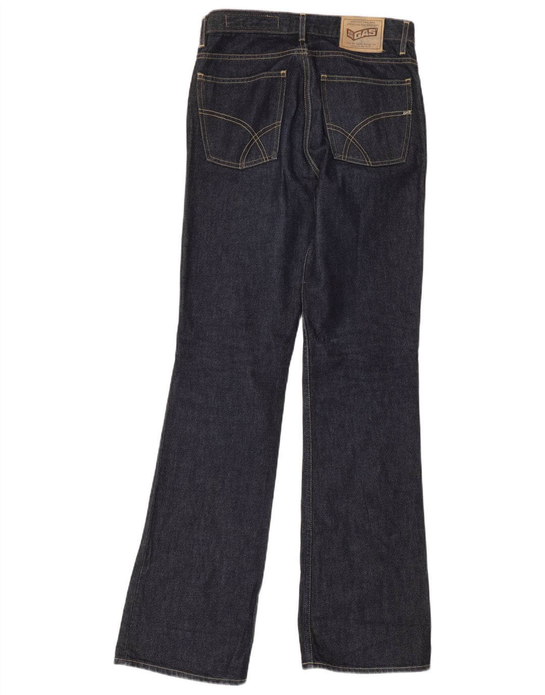 Gas Mens Bootcut Jeans W30 L35 Navy Blue Cotton
