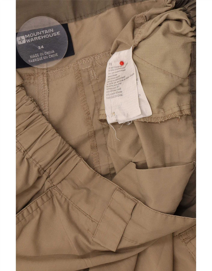 Mountain Warehouse Mens Straight Cargo Trousers W34 L26 Beige Polyester
