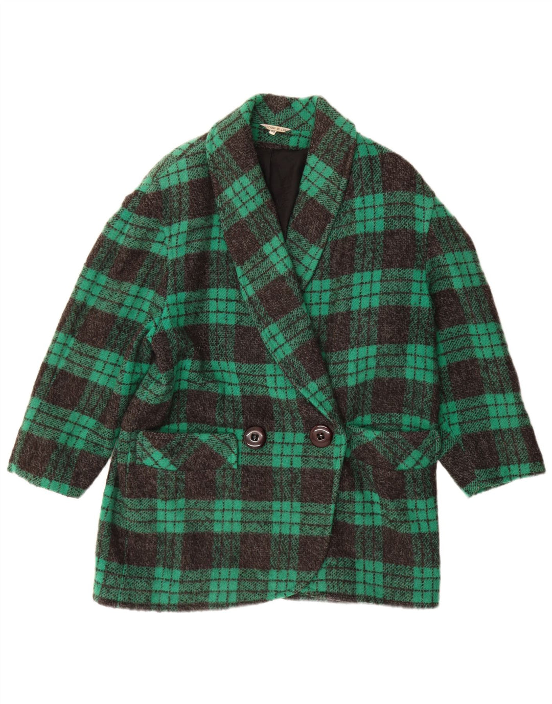 Confezioni Di Lusso Womens Double Breasted Coat IT 44 Medium Green Check