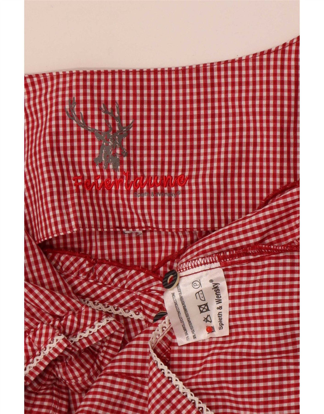 Spieth & Wensky Womens Off Shoulder Blouse Top UK 14 Medium Red Gingham