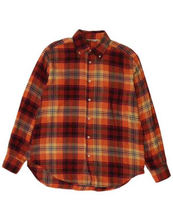 Dolomiten Mens Flannel Shirt Size 41 Large Orange Check Cotton