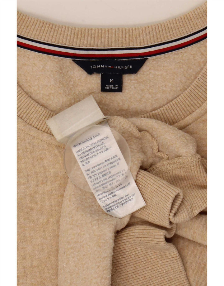 Tommy Hilfiger Womens Graphic Sweatshirt Jumper UK 14 Medium Beige Cotton