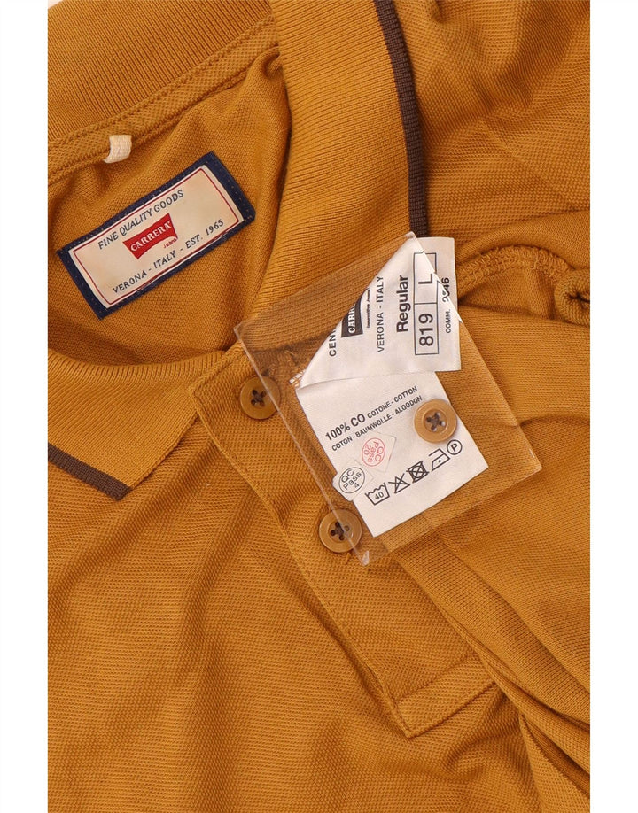 Carrera Mens Regular Fit Polo Shirt Large Yellow Cotton