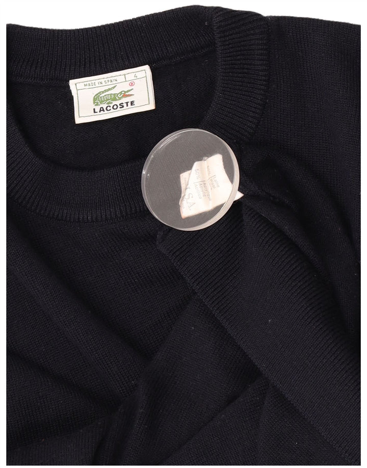 Lacoste Mens Crew Neck Jumper Sweater Size 4 Medium Navy Blue Wool