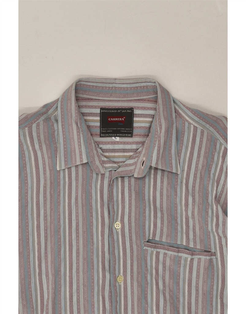 CARRERA Mens Shirt Large Grey Striped | Vintage Carrera | Thrift | Second-Hand Carrera | Used Clothing | Messina Hembry 